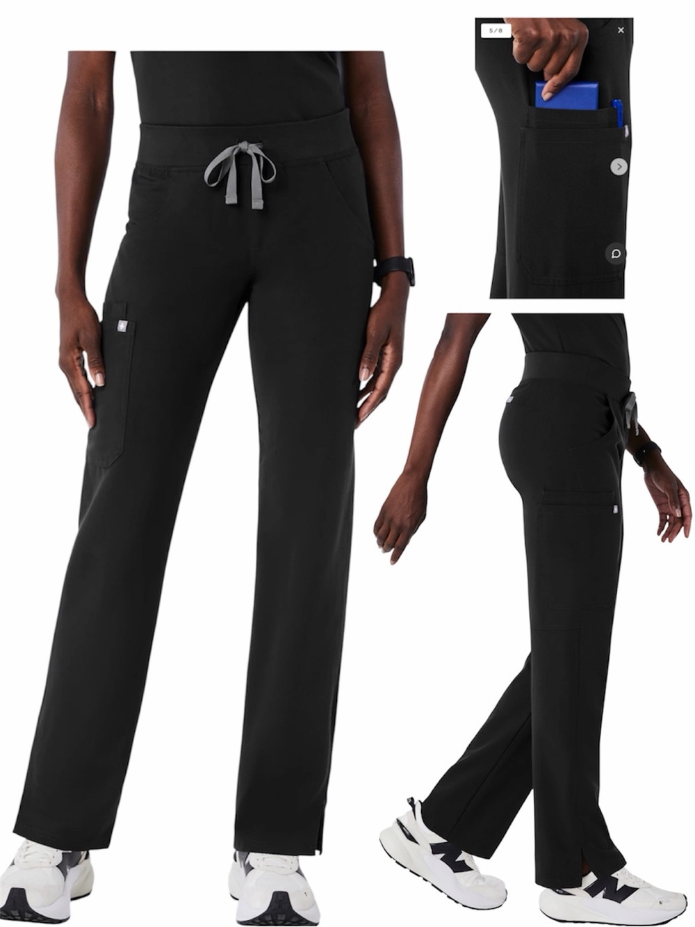 Figs Technical Collection Kade Straight-Leg Scrub Pant Black Size Small